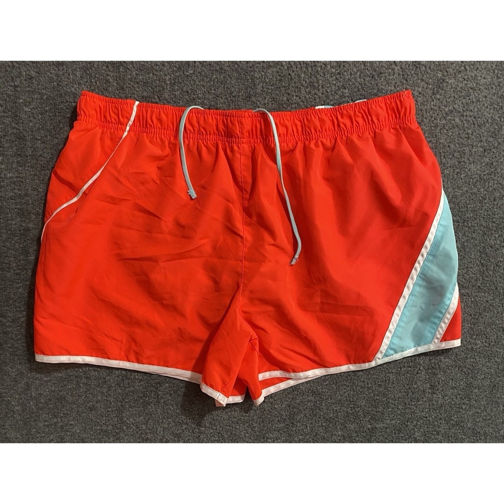 Sport Essentials Womens Orange Teal Running Shorts Size XL Athletic Pockets